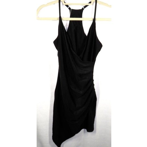 Halara Black Shirred V-Neck Bodycon Mini Dress - Picture 9 of 9
